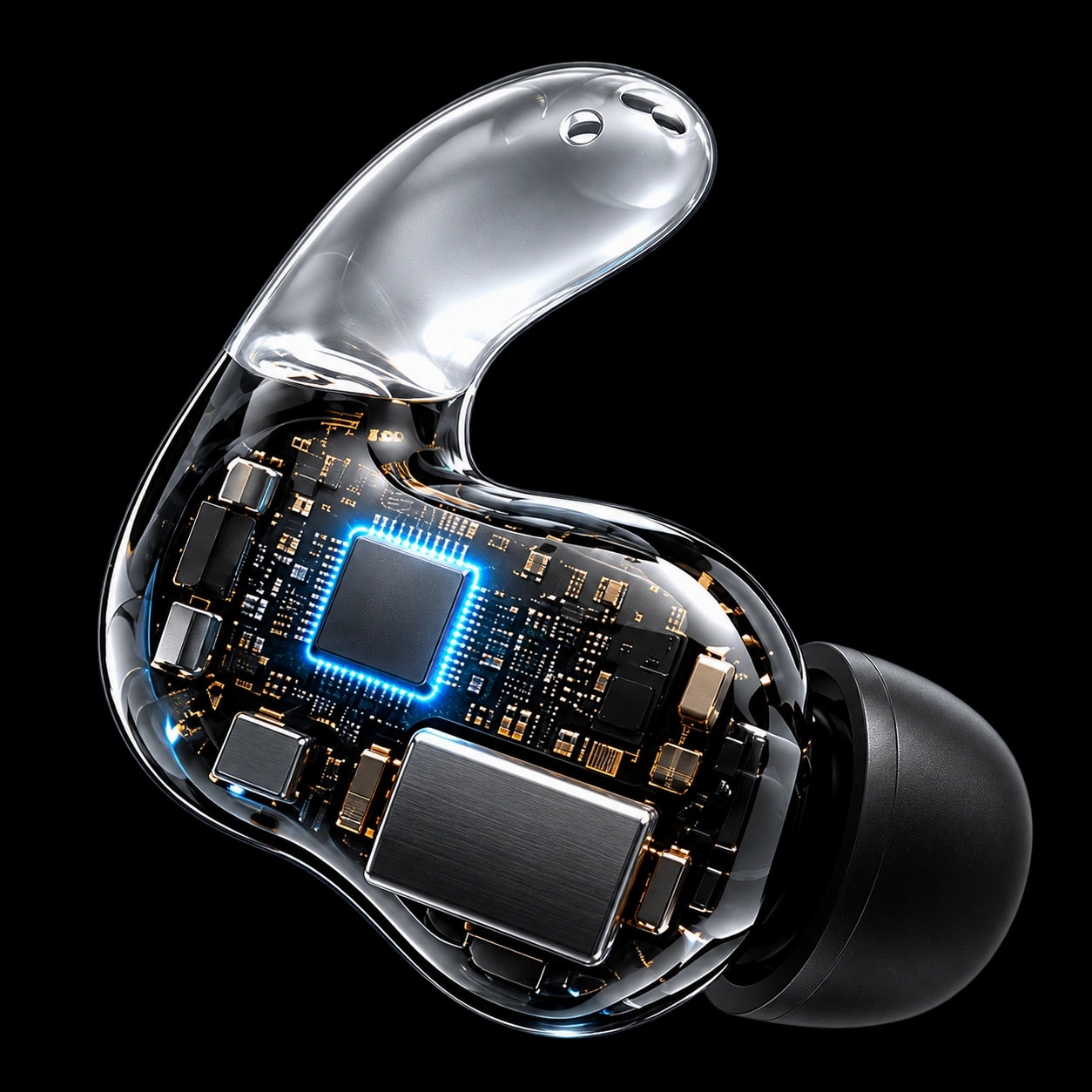 A SPRTN Swims earbud, opened up