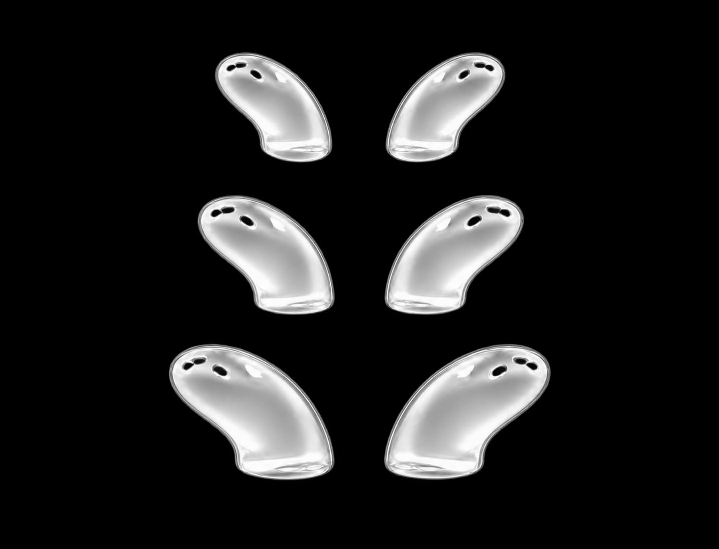 Three pairs of clear ear hooks.